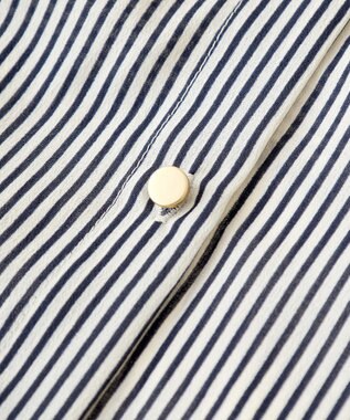 Green Parks 金ボタン裾ドロストシャツ Stripe