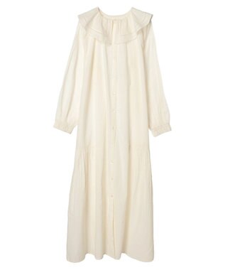 CRAFT STANDARD BOUTIQUE インド綿フリル衿ワンピース Ivory