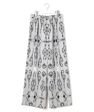 23区 【洗える】Rattiドローイングペイズリープリント ワイド パンツ ブラックプリント