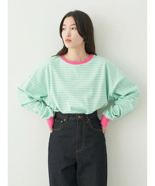 earth music&ecology トリカラーボーダーロンＴＥＥ Mint Green