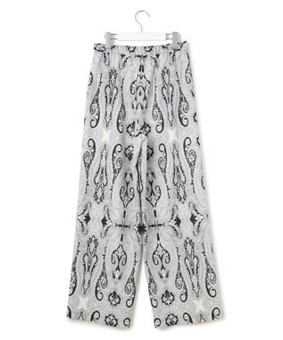 23区 【洗える】Rattiドローイングペイズリープリント ワイド パンツ ブラックプリント