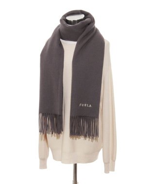 MOONBAT 【WEB限定】FURLA ウール100％ 大判プレーンストールマフラー/幅60cm チャコールグレー