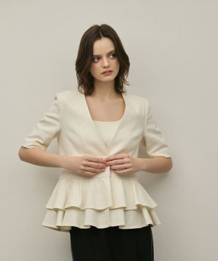 GRACE CONTINENTAL ペプラムツイードジャケット