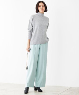 自由区 S 【撥水加工・洗える】TRギャバ裏起毛ワイド パンツ アイスグリーン