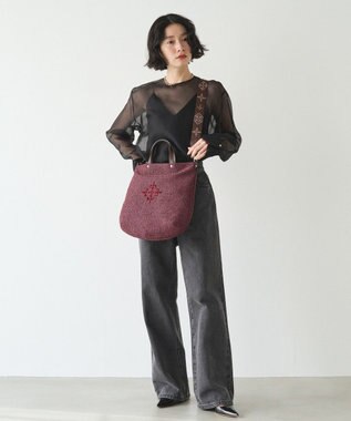 russet スリム2WAYトートバッグ <ナイロンラフィア>(CE-1717-WEB) Bordeaux