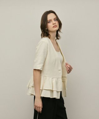 GRACE CONTINENTAL ペプラムツイードジャケット キナリ