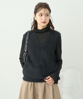 earth music&ecology シャギーベスト Black