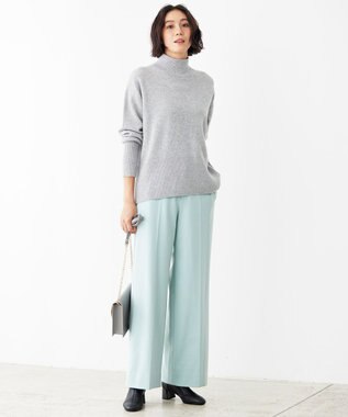 自由区 【撥水加工・洗える】TRギャバ裏起毛ワイド パンツ アイスグリーン