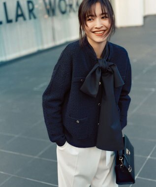 23区 【洗える】ポリエステルレーヨン ラップディテール パンツ アイボリー系