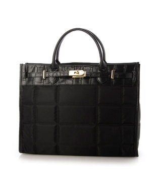 UNBILLION 【テレビ ドラマ着用アイテム】ペルケ perche / ナイロンキルト×クロコ型押し牛革A42wayトートバッグ