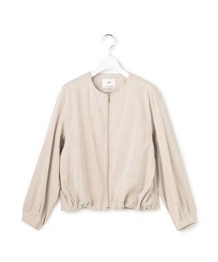 23区 リネンレーヨンストレッチ ノーカラー ブルゾン ベージュ系