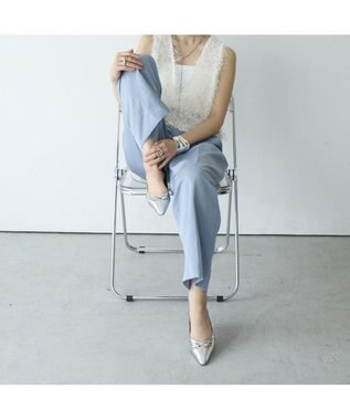 MODE ET JACOMO <carino>レーザーカットフラットパンプス シルバー