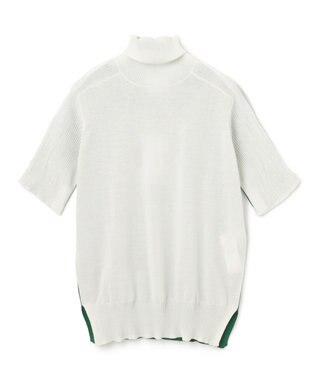 BEIGE， JULIE / 半袖ニット Ecru x Green