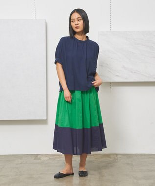 J.PRESS YORK STREET 【WOMEN】バックドレープドルマン ブラウス ネイビー系