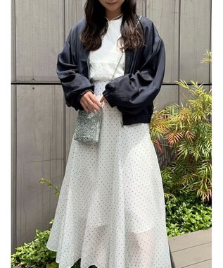 Green Parks AnriettMusee ドットフレアーロングスカート Off White