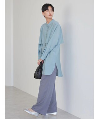 AMERICAN HOLIC バンドカラーフリルシャツチュニック Sax