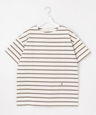 自由区 S 【洗える】ボーダーワイドBIG Tシャツ オフ×モカ