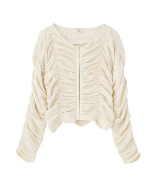 earth music&ecology フロントホックシャーリングトップス Ivory