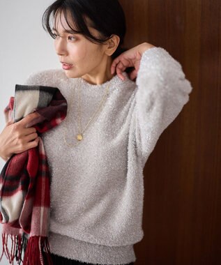 ANY シャイニーニットプルオーバー シャンパン