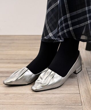 APOM ソフトプリーツフラットパンプス20 シルバー