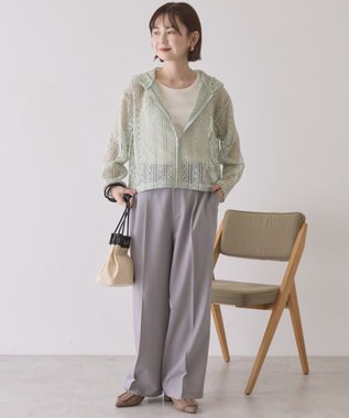 AMERICAN HOLIC 【先行予約】幾何学レースフードシャツ Light Green