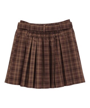 earth music&ecology ベルト付きプリーツミニスカート check
