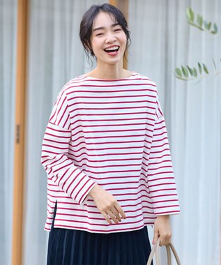 ANY オーガビッツ ボーダーカットソー マゼンタ