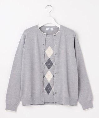 J.PRESS LADIES アーガイル ツイン ニット グレー系