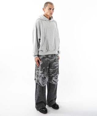 WEGO 【ユニセックス着用ITEM】バルーンクロップドプルパーカー 杢グレー