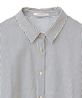 Green Parks 金ボタン裾ドロストシャツ Stripe