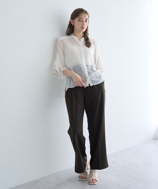 YECCA VECCA ベルト付きタックストレートパンツ Charcoal Gray