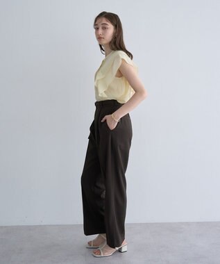 YECCA VECCA ベルト付きタックストレートパンツ Charcoal Gray