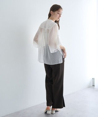 YECCA VECCA ベルト付きタックストレートパンツ Charcoal Gray