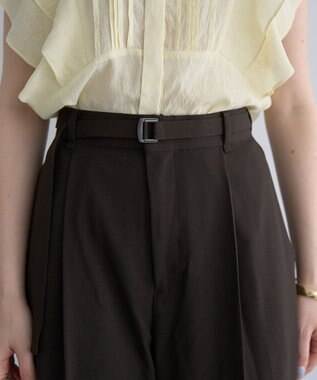 YECCA VECCA ベルト付きタックストレートパンツ Charcoal Gray