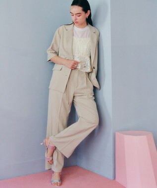 YECCA VECCA ベルト付きタックストレートパンツ Beige