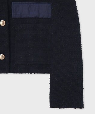 Paul Smith ツイード ノーカラー ジャケット ネイビー