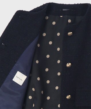 Paul Smith ツイード ノーカラー ジャケット ネイビー