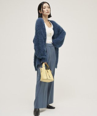 YECCA VECCA 金釦アクセントベルトワイドパンツ Blue