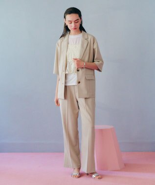 YECCA VECCA ベルト付きタックストレートパンツ Beige