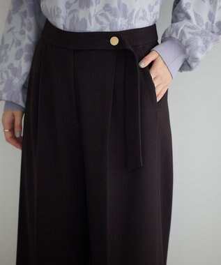 YECCA VECCA 金釦アクセントベルトワイドパンツ Dark Brown