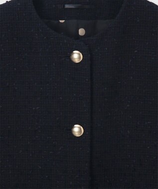 Paul Smith ツイード ノーカラー ジャケット ネイビー