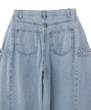 earth music&ecology サイドタックスーパーワイドデニムパンツ Light Blue