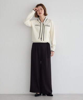 YECCA VECCA 金釦アクセントベルトワイドパンツ Dark Brown