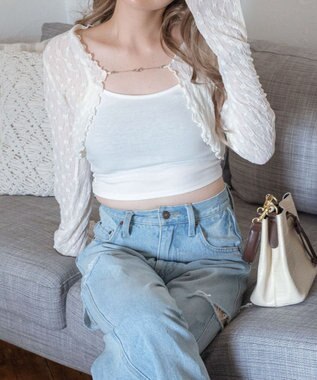 WEGO 【２点セット】アンサンブルレースカーデ オフホワイト