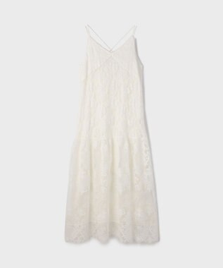 GRACE CONTINENTAL ロゴ刺繍レースワンピース ホワイト