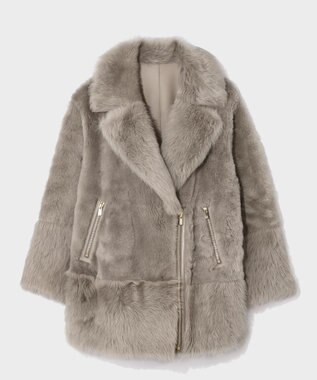 GRACE CONTINENTAL ムートンライダースコート グレー