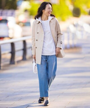 J.PRESS LADIES S 【洗える】BASIC STRETCH DENIM ボーイフィット パンツ ダルブルー系