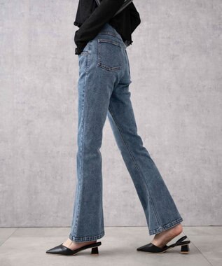 WEGO ハイウエストストレッチフレアデニムパンツ デニム中濃加工色