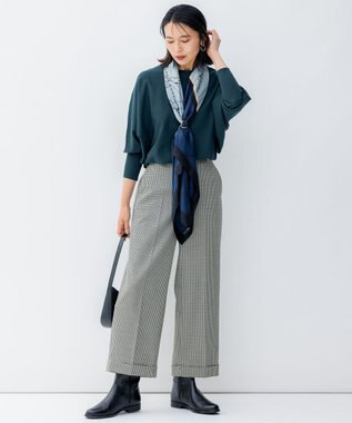 23区 【洗える】ガンクラブチェックストレッチ アンクル パンツ モノトーンチェック