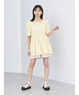 earth music&ecology スクエアネックチュニック Yellow